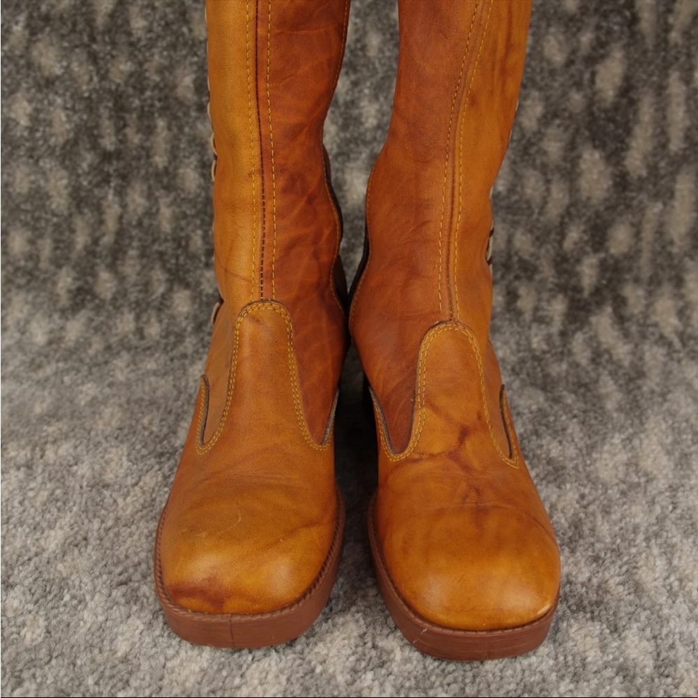 Frye-Style Tan Vintage Leather Calf Boots size 7 - Picture 5 of 16